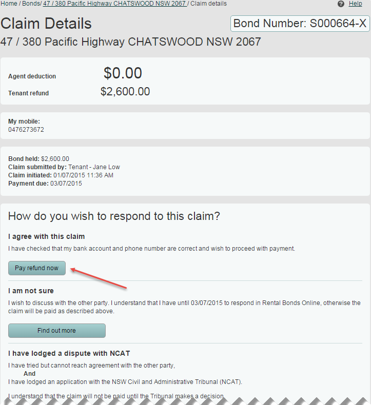 Help Detail Manage Refunds Claims